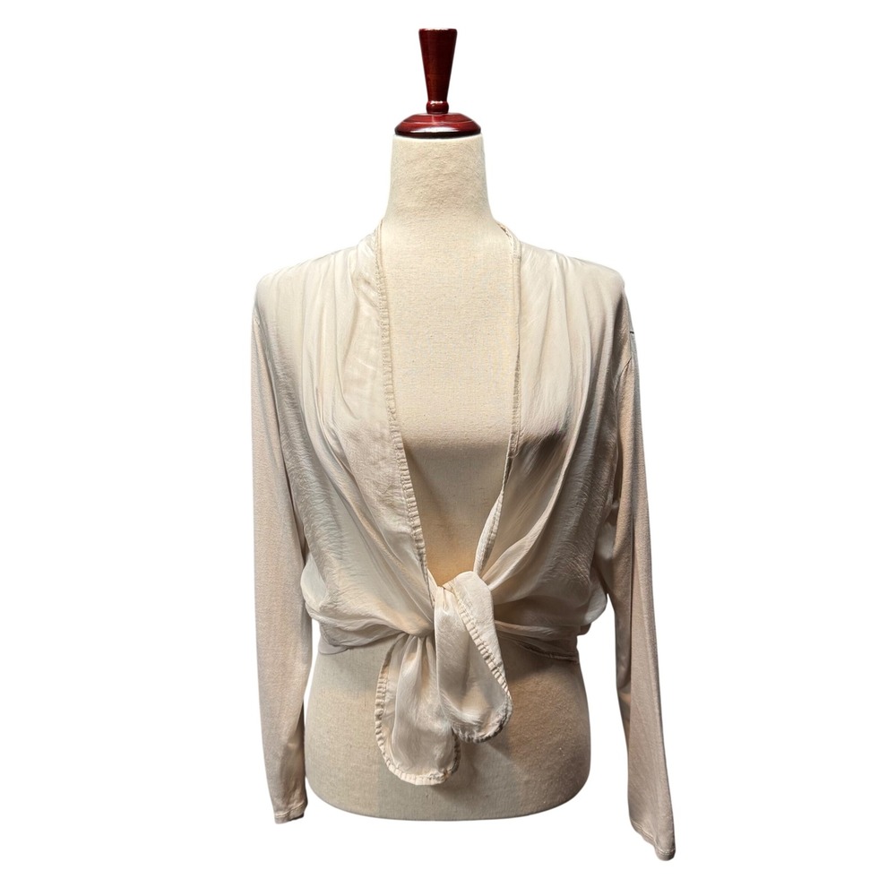 Grey Violet Made Italy Soft Silk Loose Fit Cardigan Cream L Minimalist Boho Chic